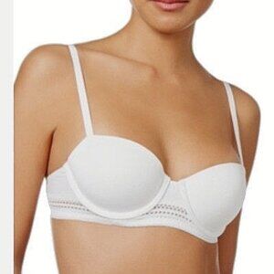 DKNY Lace-Trim Balconette Bra White